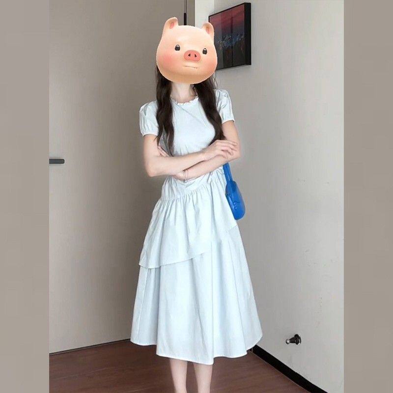 品牌折扣女装专柜撤柜尾货清仓不规则连衣裙子小个子蛋糕裙长裙子