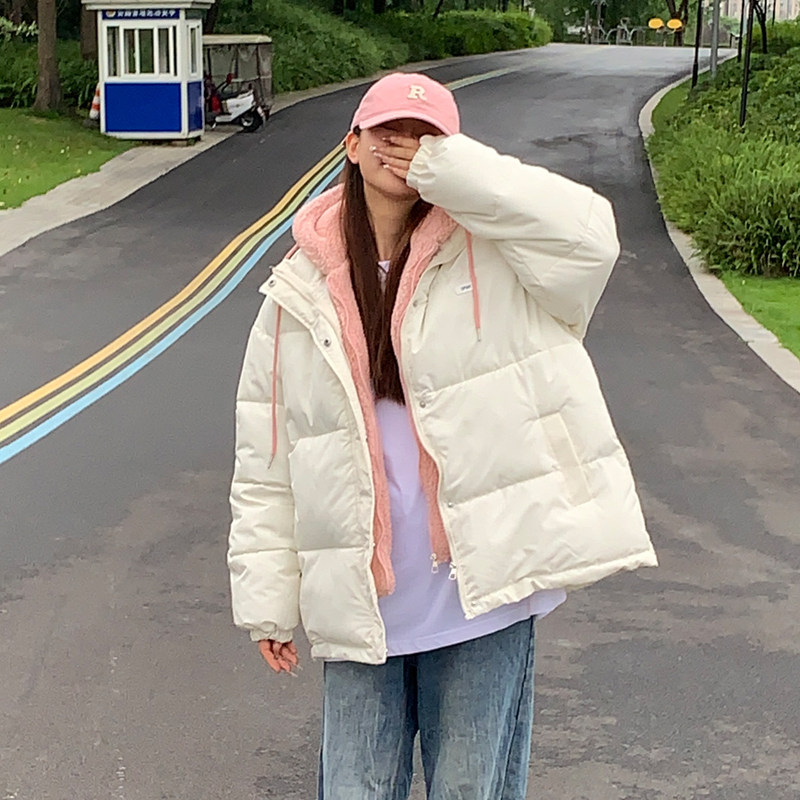 冬季假两件棉服外套女2026设计感宽松加厚面包服棉衣现货款