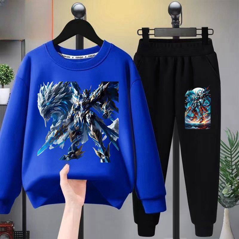 男童2026超燃爆款天乩四圣兽机甲加绒卫衣秋季男童束脚卫潮裤套装,童装/婴儿装/亲子装,儿童运动套装,淘宝优惠券,粉丝福利购,淘宝优惠卷