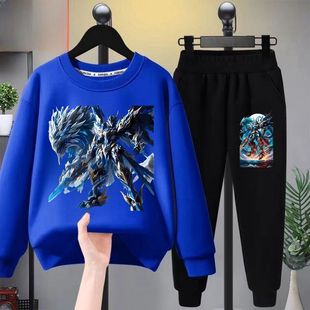 男童2026超燃爆款天乩四圣兽机甲加绒卫衣秋季男童束脚卫潮裤套装