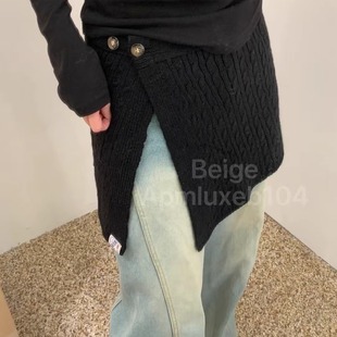 时尚 屁帘 百搭文艺镂空 beige东大门代购 麻花条纹15毛 半身绑腰间