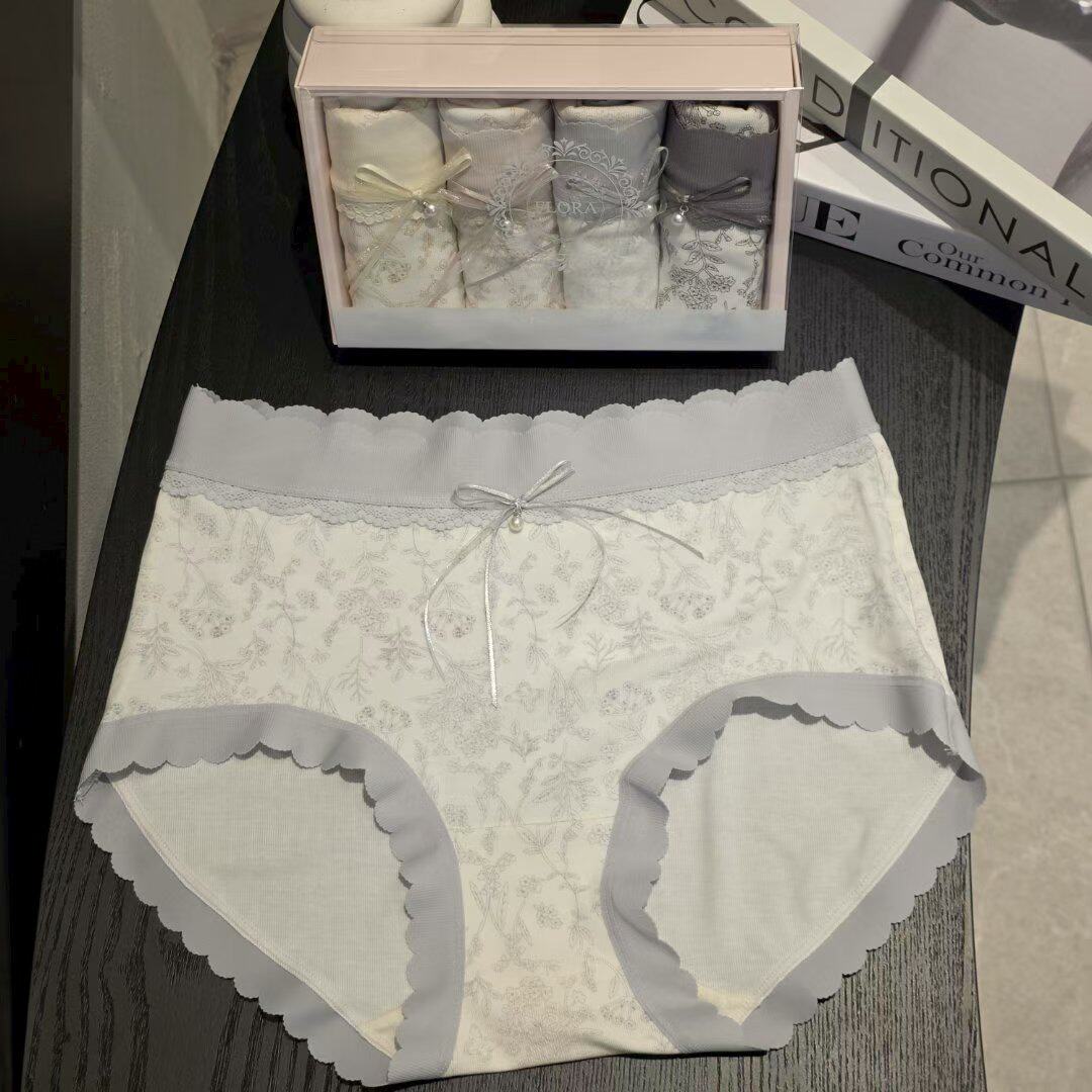 无痕边内裤中高腰弹力Flora女士韩国东大门代购一盒春款70公斤内