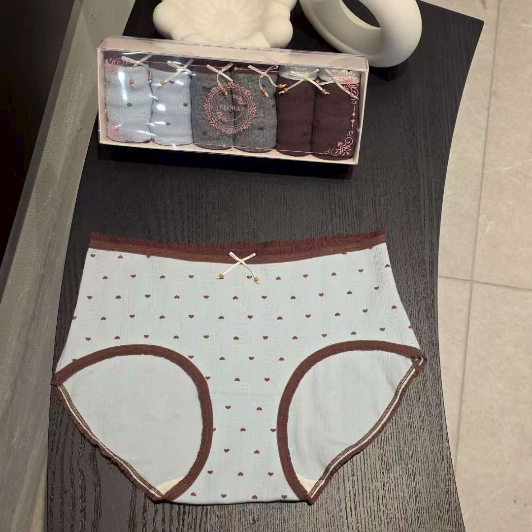 内裤Flora 女士均码韩国东大门代购 心形图案 6条一组