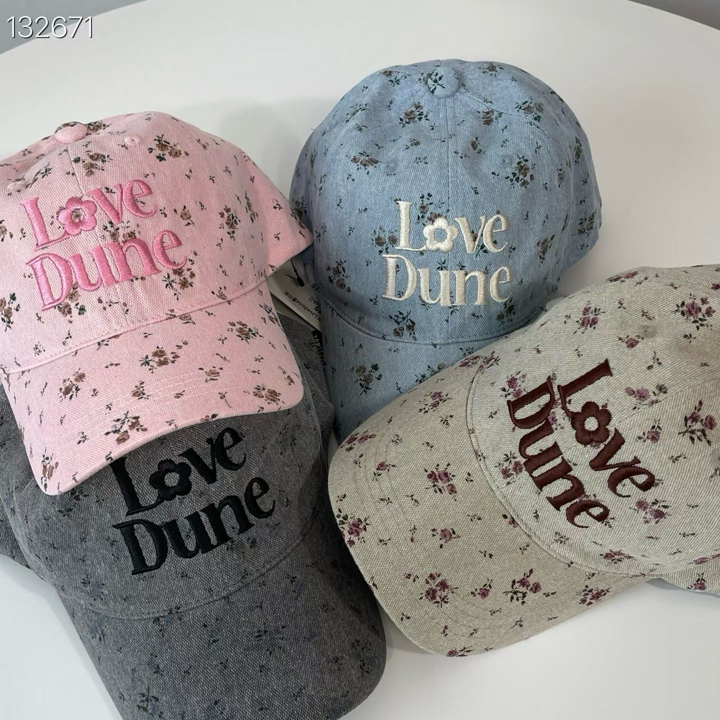 碎花图案 棒球帽LovelyHat东大门代购  刺绣字母l百搭女帽子3