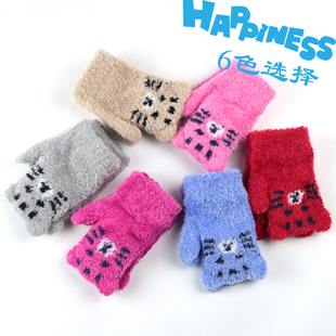 台湾宝宝全指防寒包套儿童老虎手套男女童卡通户外保暖柔软小手套
