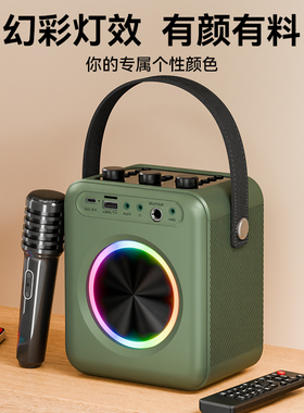山水T81户外K歌蓝牙音箱卡拉OK广场舞露营大喇叭带话筒电吹管演奏