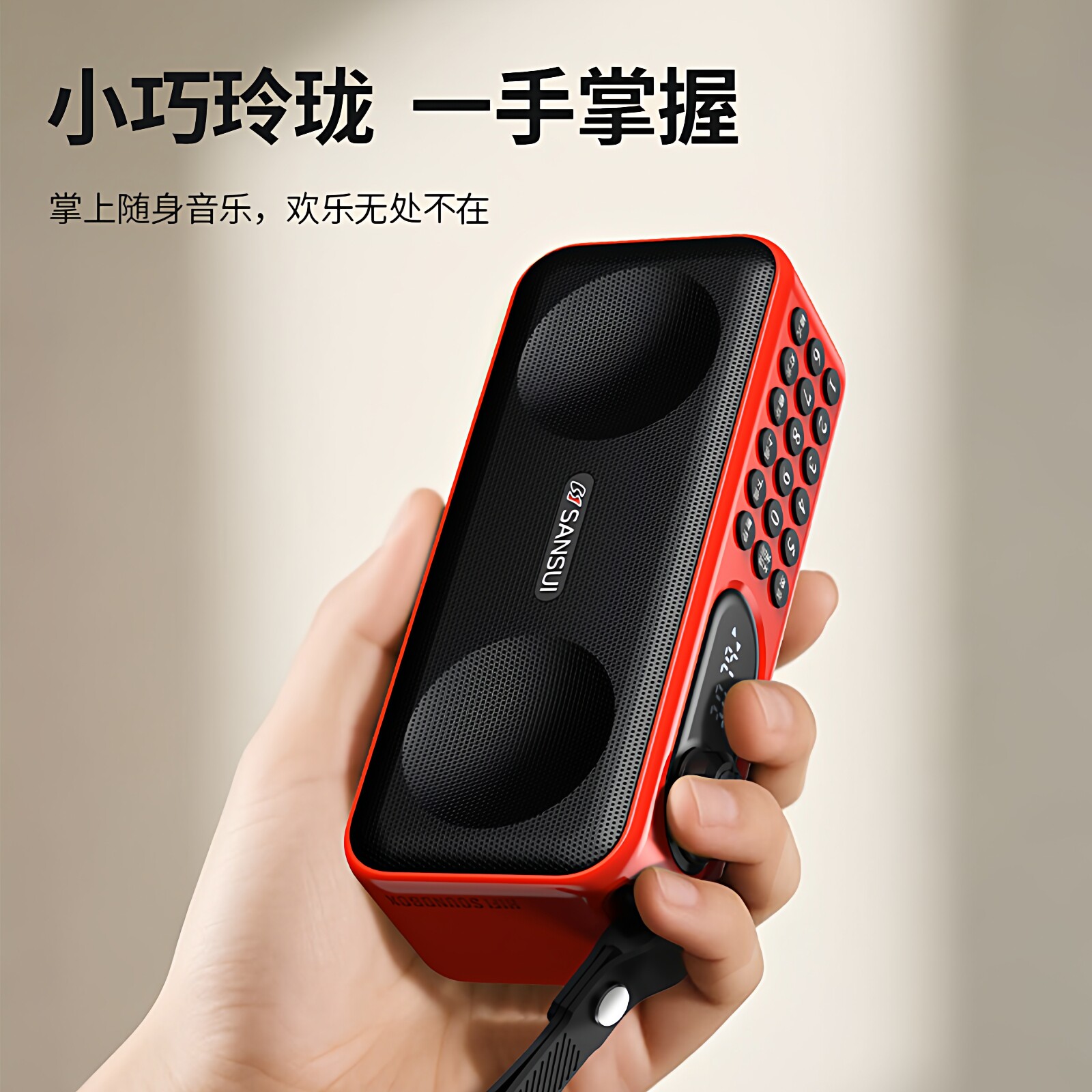 山水F59新款FM调频收音机便携式蓝牙音响老人听戏机一键录音删除