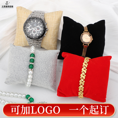 珠宝首饰展示道具手表单个小枕头手链手镯架麻布玉器手串收纳