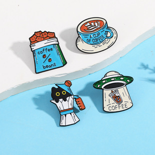 个性飞碟咖啡胸针外星人猫咪徽章可爱百搭配饰小众书包装饰挂饰