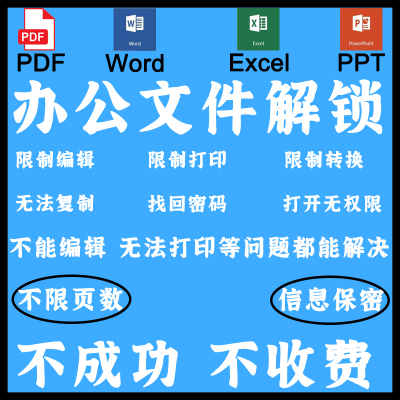 PDF文件去除编辑修改打印权限word excel ppt解锁文档移除密码