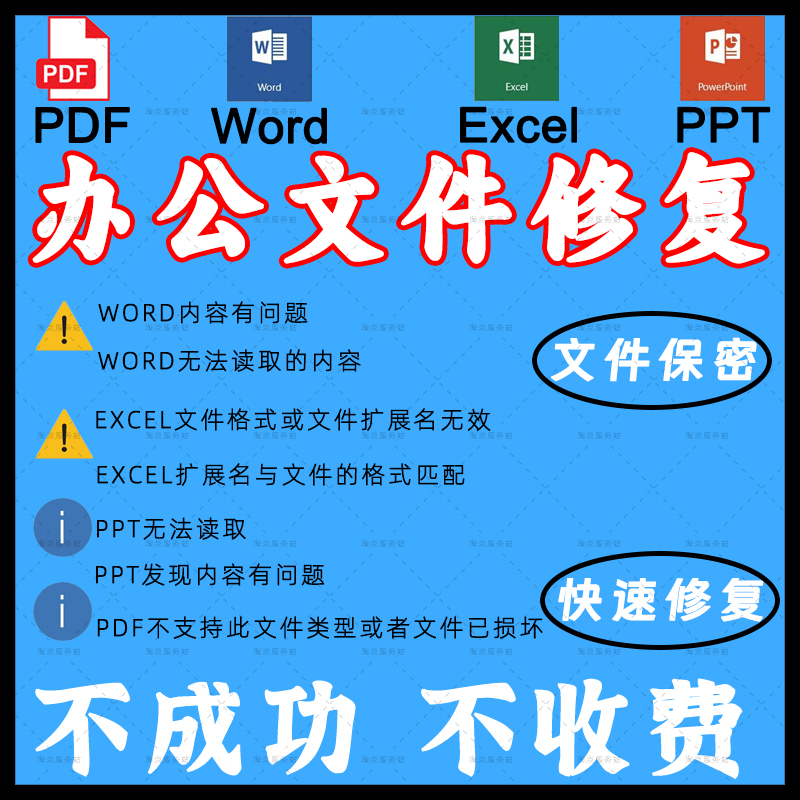 文件doc word ppt excel pdf文档乱码修复视频图片损坏报错恢复