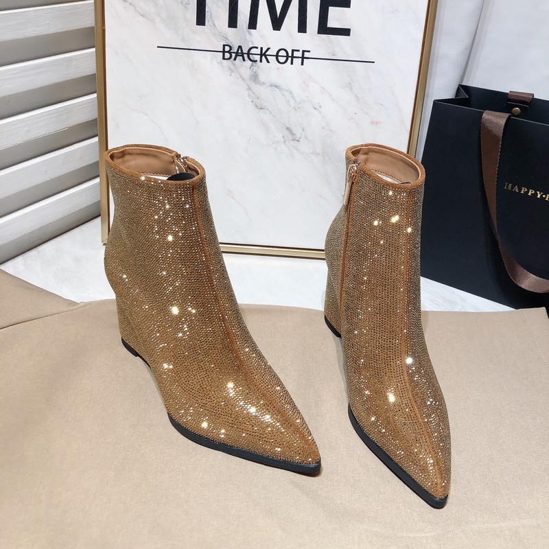 超好看！满钻瘦瘦靴加绒及踝靴