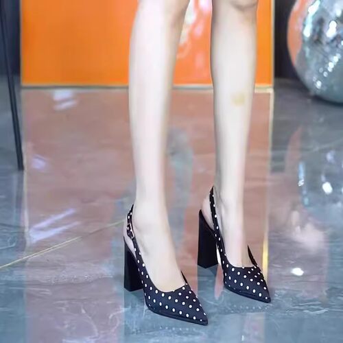 可开发票！气质粗跟后空凉鞋女2
