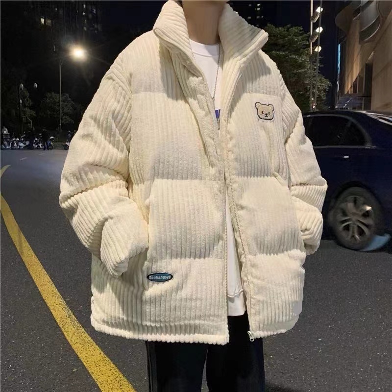 加绒加厚冬季刺绣小熊灯芯绒棉衣