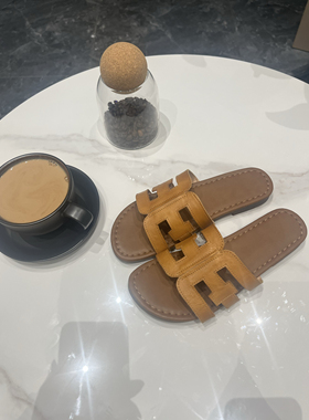 2024新款夏季森系复古圆头日常百搭头层牛皮平底拖鞋牛皮手工鞋