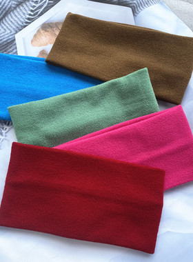 男女通用宽边毛线针织弹力纯色护额发带运动吸汗瑜伽洗脸头套秋冬