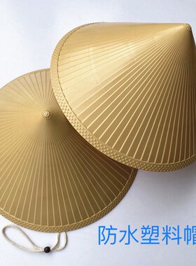 新品防水防雨塑料斗笠户外遮阳男女通用大檐帽尖顶林冲帽老式结实