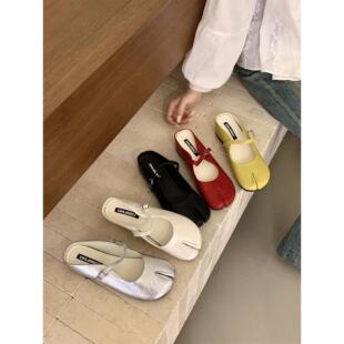 绝美玛丽珍包头半拖鞋女外穿软底舒适一脚蹬内增高分趾猪蹄鞋凉拖