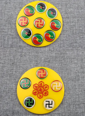 8款全套潘氏黄铜版万字符太极招财盘五龙吸财盘五龙震八卦补角盘