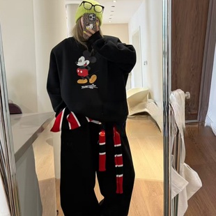卫裤 2025秋冬新款 卡通印花卫衣 宽松显瘦百搭加绒长袖 两件套 韩版