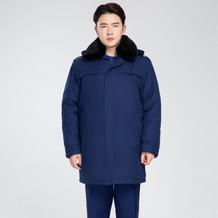 新款备勤大衣中长款冬季加厚蓝色作训大衣多功能防寒服保暖棉袄男
