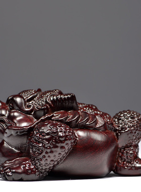 黑檀木雕金蟾摆件实木三足蟾蜍金蝉店铺办公室装饰客厅开业送礼品