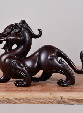 黑檀木雕貔貅摆件一对大号家居办公室摆设实木龙送礼红木工艺礼品