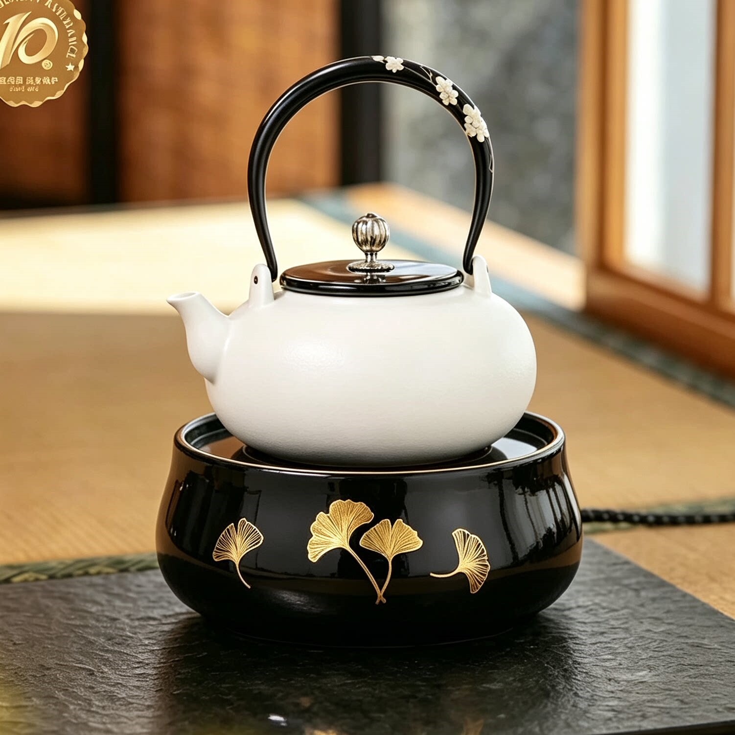 陶人斋莺歌银杏纹电陶炉煮茶器家