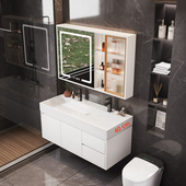 浴室柜组合小户型卫生间洗漱台40cm宽大单盆一体双龙头洗手盆脸盆