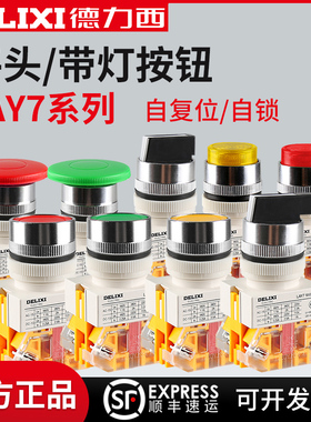 德力西LAY7-11BN开关按钮电源自复位按压式自锁启动急停旋钮带灯