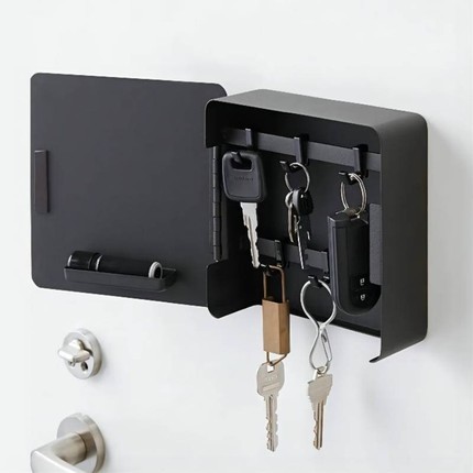 ins日式简约壁挂ABS磁吸收纳盒玄关钥匙架墙面挂钩置物架免打孔