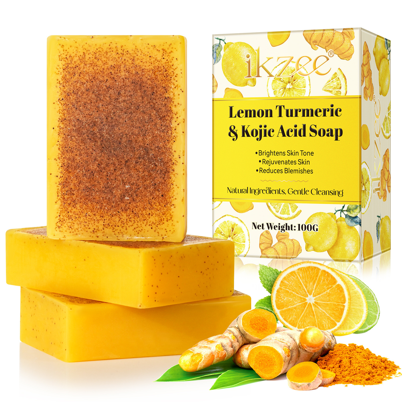 Lemon Kojic Acid Soap Bathing Facial Brighten Nourishin Skin