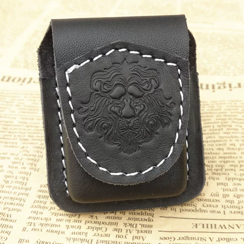 Зажигалка, прочный кожаный универсальный чехол, из натуральной кожи