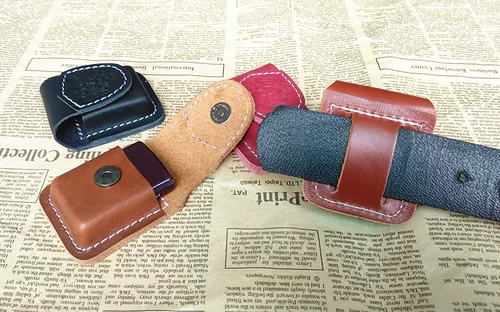 Зажигалка, прочный кожаный универсальный чехол, из натуральной кожи