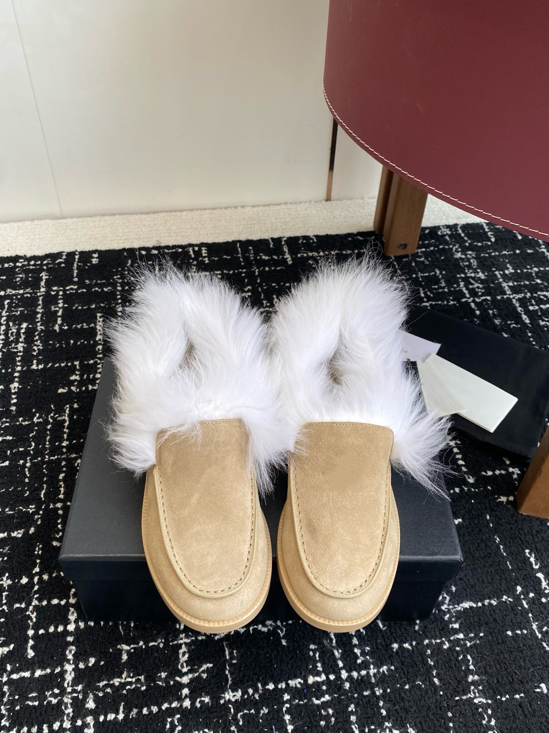 25N新款进口羊皮毛一体雪地靴女厚底增高防滑短靴水貂毛 乐福鞋