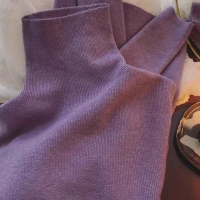 高级感紫色高领毛衣女秋冬季软糯欧货内搭加厚针织修身打底衫长袖