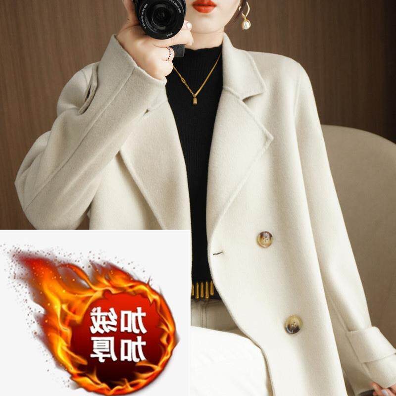 加绒加厚毛呢大衣女2024短款毛呢外套