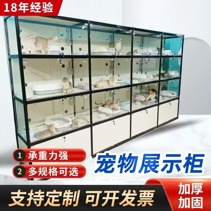 北京宠物展示柜玻璃猫别墅猫舍豪华猫窝猫柜宠物店透明猫咪寄养柜