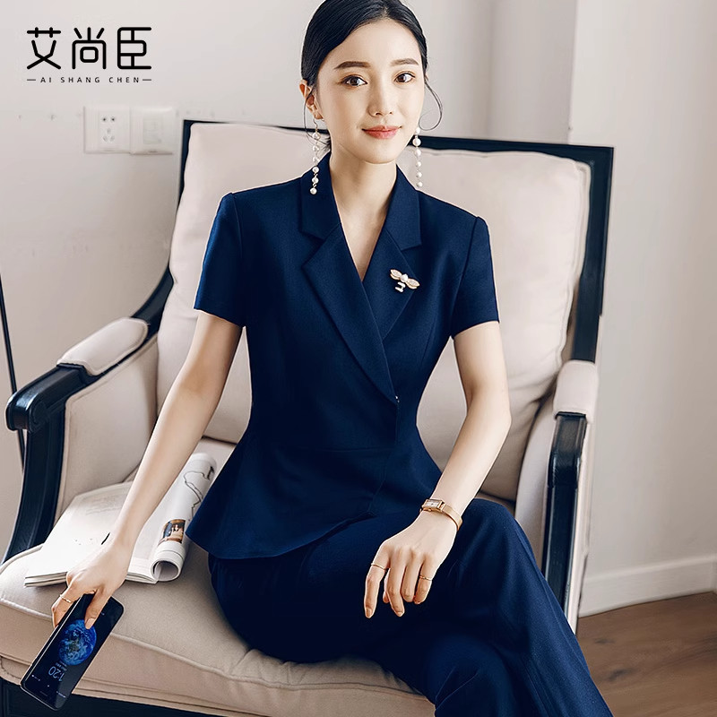 艾尚臣空姐制服职业套装高端女夏季旗短袖舰珠宝店餐厅经理工作服