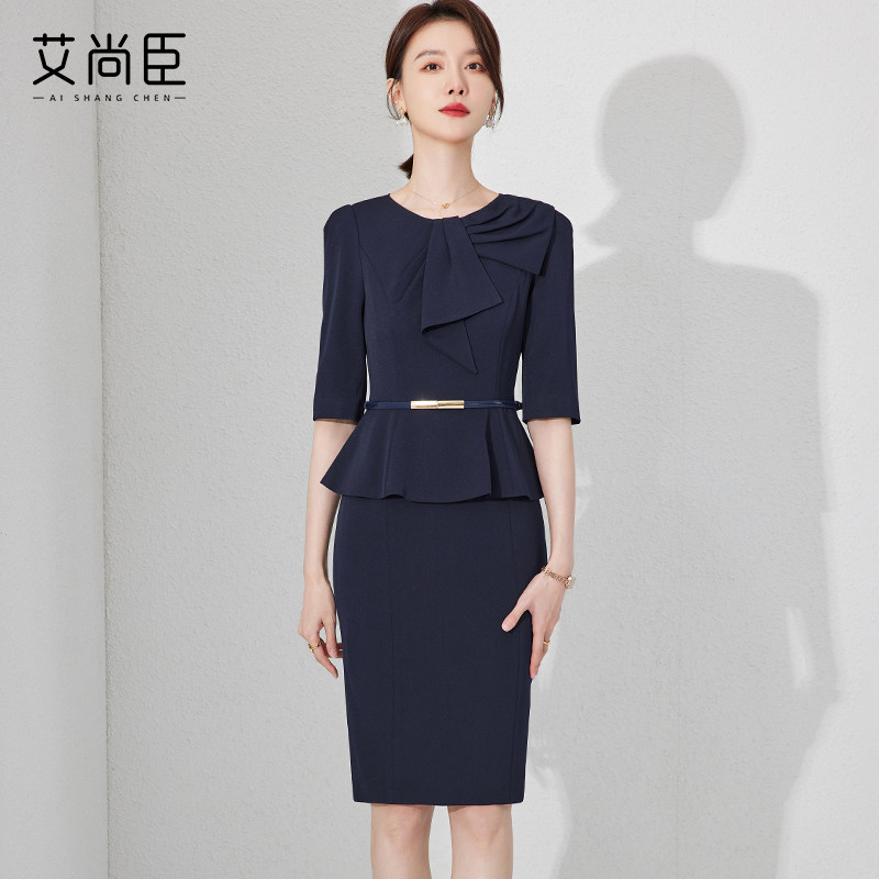 通勤职业装连衣裙女美容师工作服