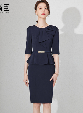 美容师工作服女夏职业装裙子连衣裙爱尚臣正式场合珠宝店前台接待