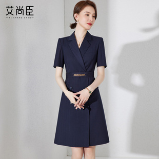 美容院店长工作服女置业咨询顾问职业装爱尚臣西装领连衣裙房地产