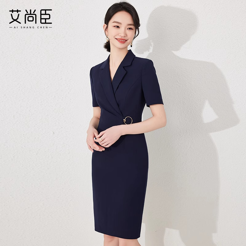艾尚臣职业装连衣裙女夏款高端酒店前台接待售楼部置业顾问工作服