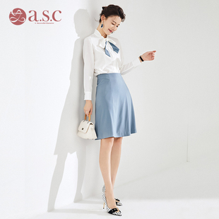 艾尚臣职业装文秘前台爱尚臣接待白色衬衫女裙套装夏上班族工作服