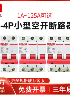 德力西dz47s空气开关1p空开2p家用3断路器40a小型63a电闸4家用C型