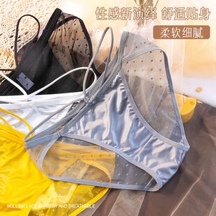 3条装日系蕾丝内裤女纯棉档透气低腰少女性感细带缎面冰丝三角裤