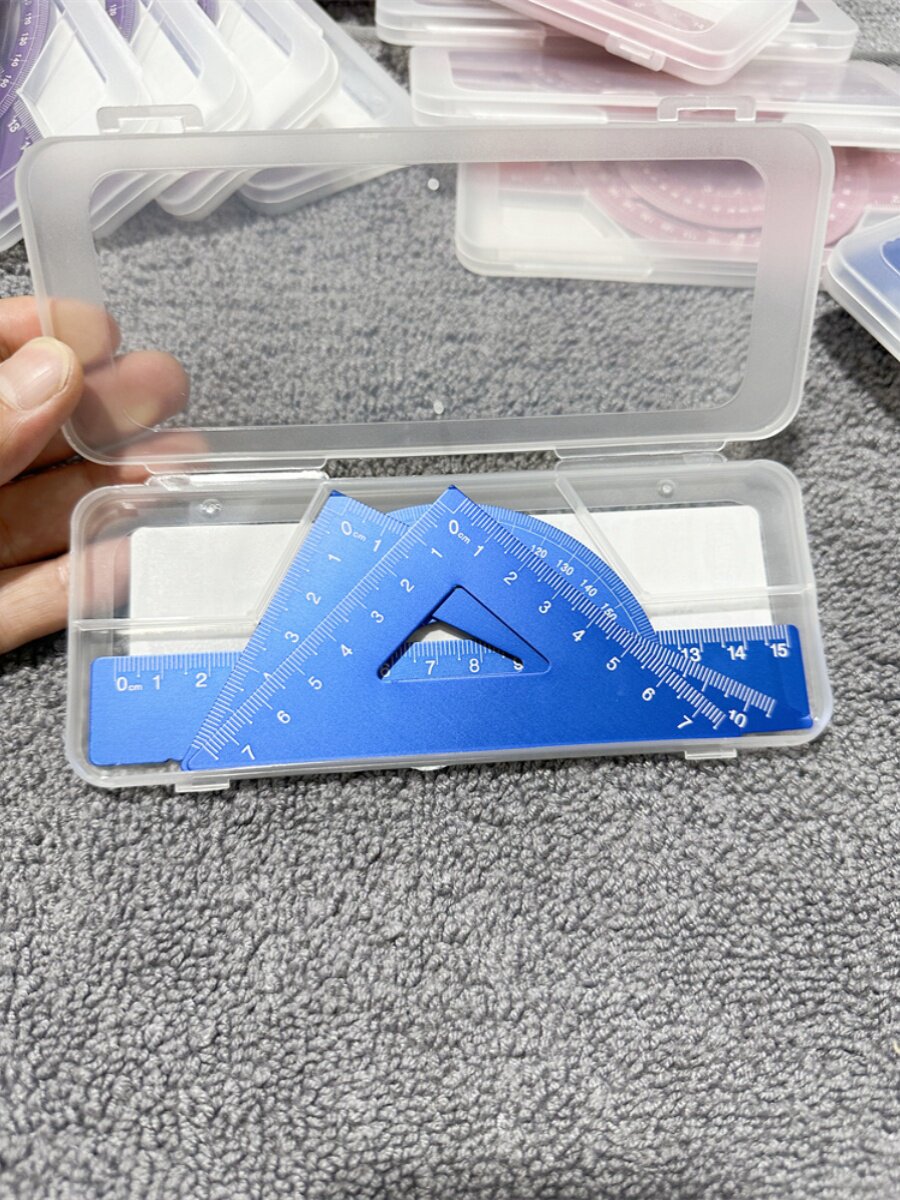 아이들을 위해 콘돔을 구입하세요  모든 알루미늄 합금  학생용 금속 자 각도기 삼각형 자 및 자 4개 세트