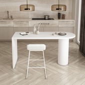 北欧实木岛台餐桌一体设计简约个性 吧台卓设计师书桌咖啡桌工作台