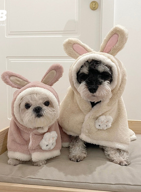宠物狗狗披风披肩斗篷兔子耳朵毛毛毯子保暖睡毯家居服睡衣加绒毯