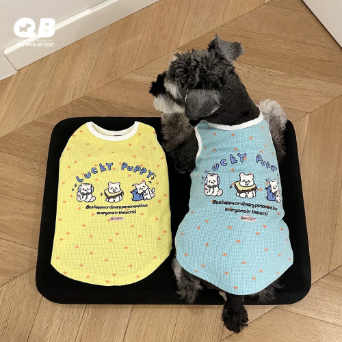 宠物狗狗春夏背心纯棉衣服雪纳瑞泰迪比熊腊肠博美猫服饰春装无袖